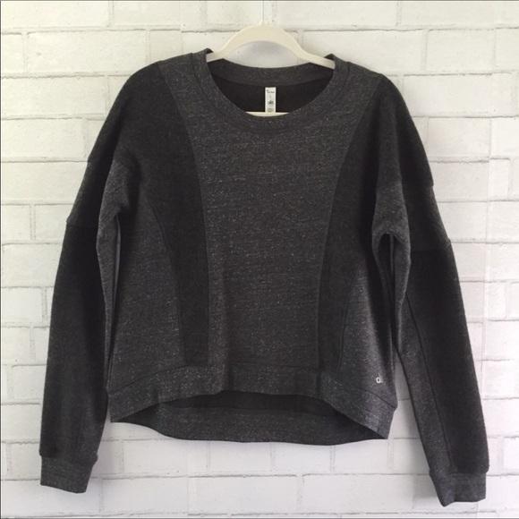 ALO Yoga Heathered Grey Black Rapids Sweatshirt Size XS. - Picture 2 of 8